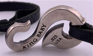 King Baby K42-5179 Sterling Silver & Leather Large Double Wrap 17